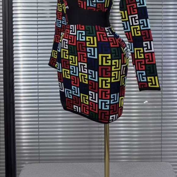 Multicolor Geometric Pattern Dress - Picture 2 of 4